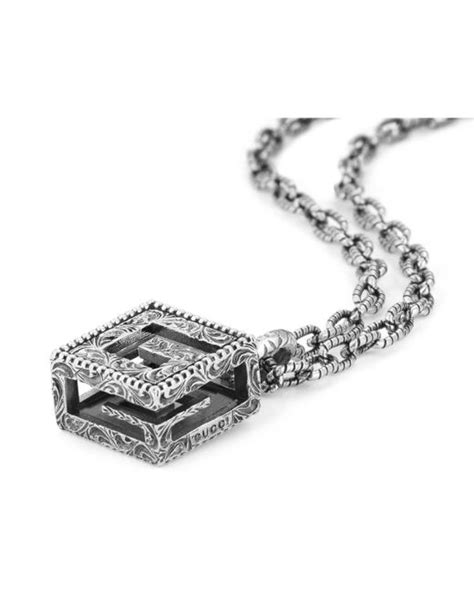 Necklace with Square G cross in silver 